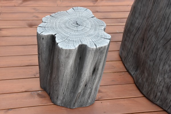 Sitzhocker für Feuerstelle, Baumstamm-Optik Classik Grey, Eco-Stone