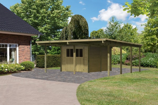 Doppelcarport ECO 2 mit integriertem Abstellraum mittel