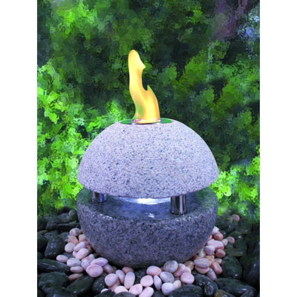 Feuer-Wasserspiel Sphere, Granit dunkelgrau für Bioethanol, Komplettset