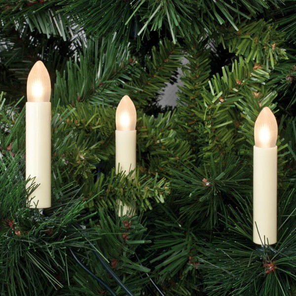 LED-Weihnachtsbaumkette, matt/elfenbein, 30 x E10/8-34V/max. 0,2W, mit teilbarem Stecker